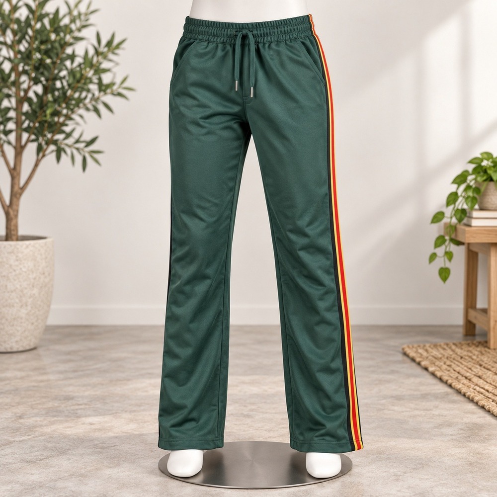 PacSun Track Pants Mens Large Green Red Yellow Side Stripe Drawstring 3065